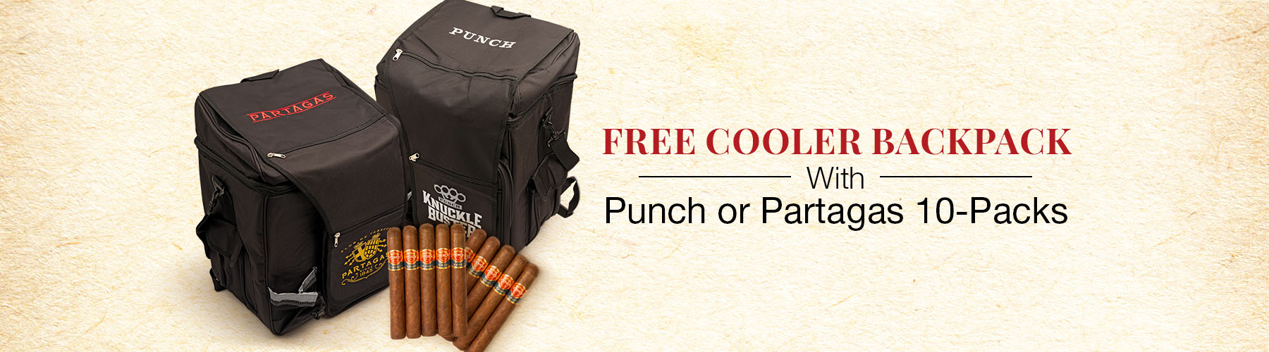 Free Cooler Backpack with Punch or Partagas 10-Packs!