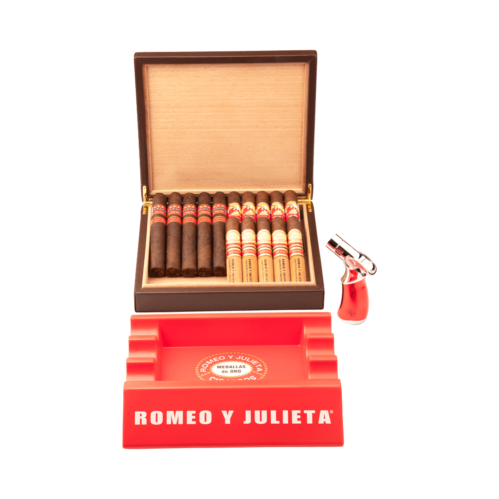 Cigar Samplers 15 Cigars, Humidor, Lighter & Ashtray
