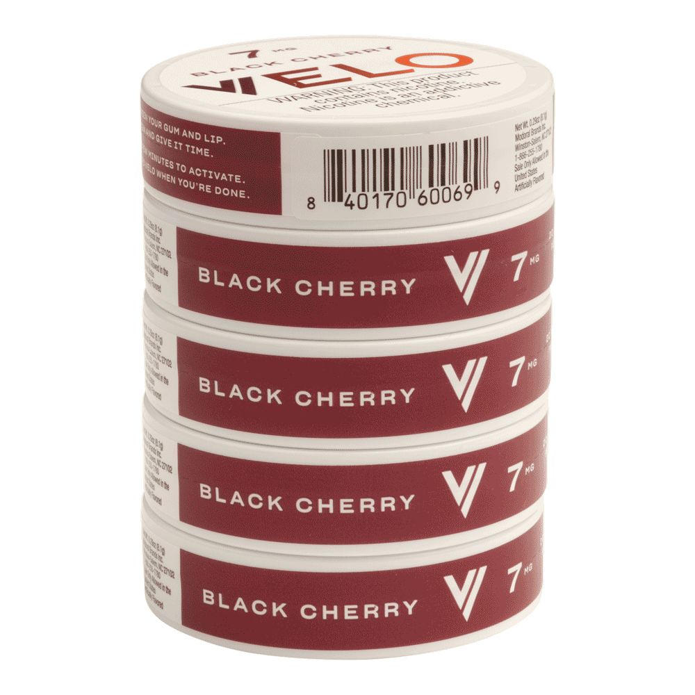 cherry chewing tobacco pouches Velo Black Cherry 7MG Nicotine Pouches Box of 10 cherry chewing tobacco pouches Velo Black Cherry 7MG Nicotine Pouches Box of 10