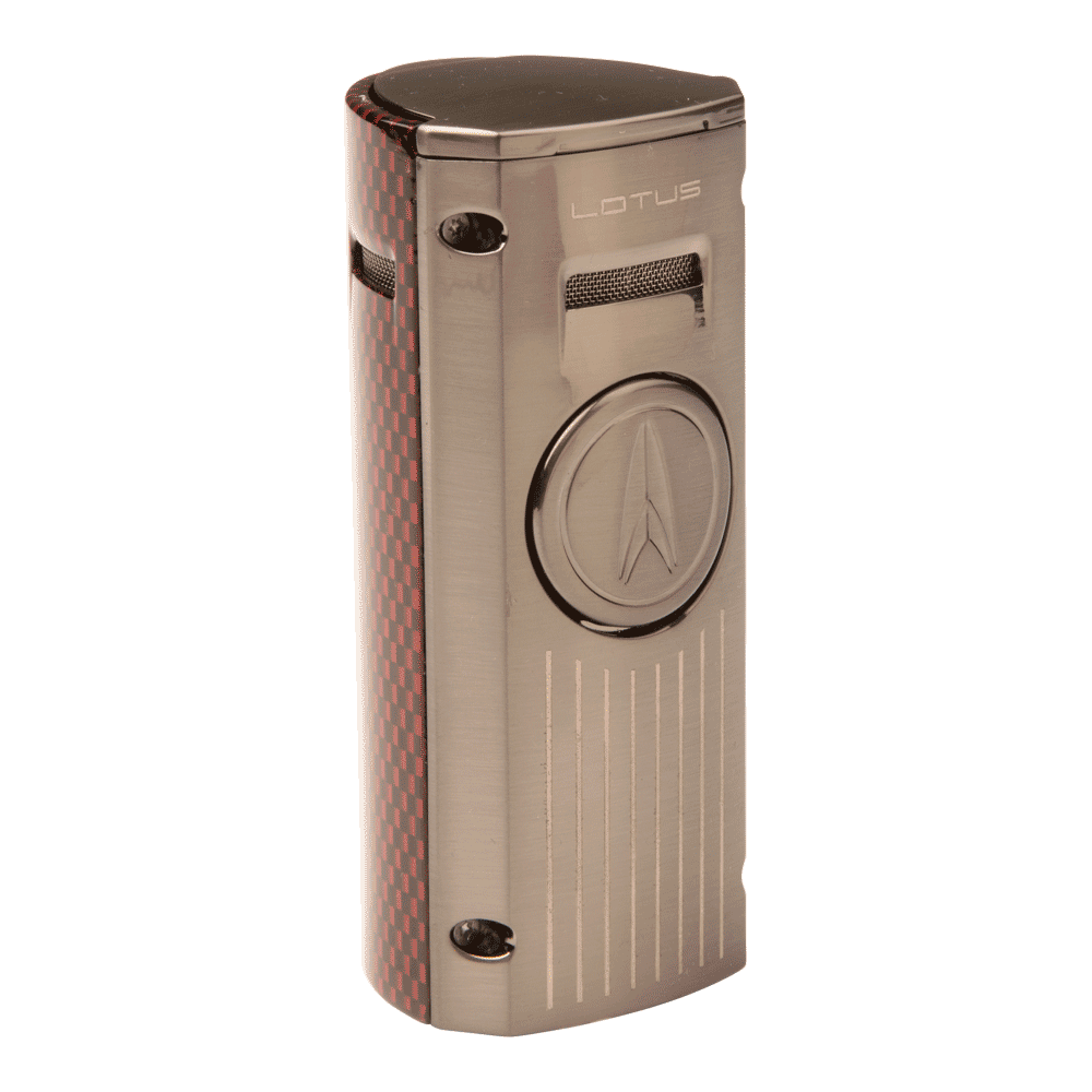 Minister Table Lighter Gunmetal and Red Carbon Fiber, , cigars