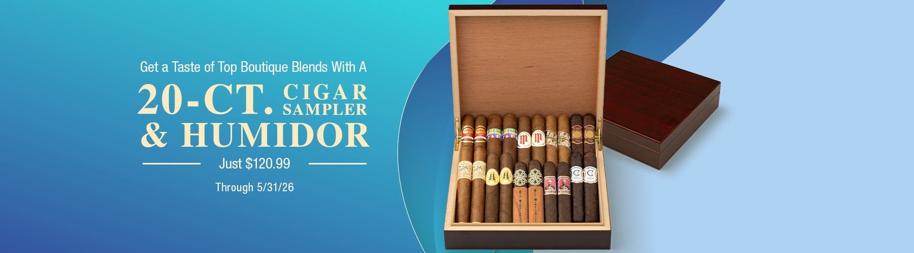 Boutique Tasting 20CT Sampler with 20CT Humidor $120.99