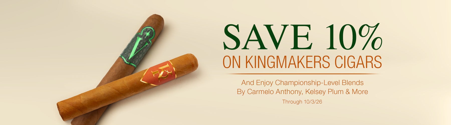 10% off Kingmakers Cigars