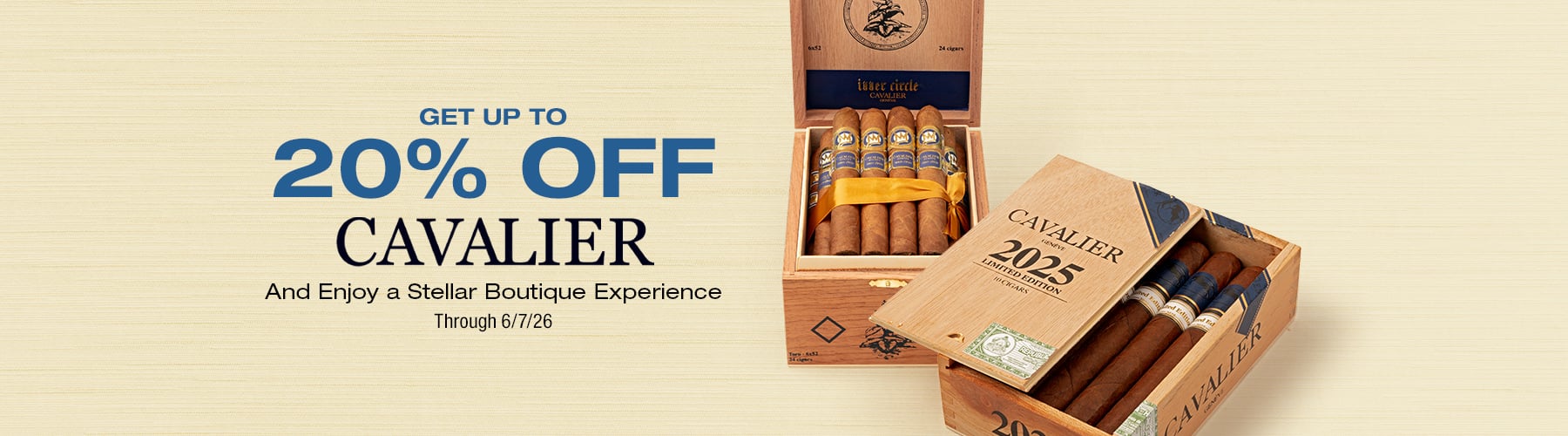 Up to 20% off Cavalier boxes