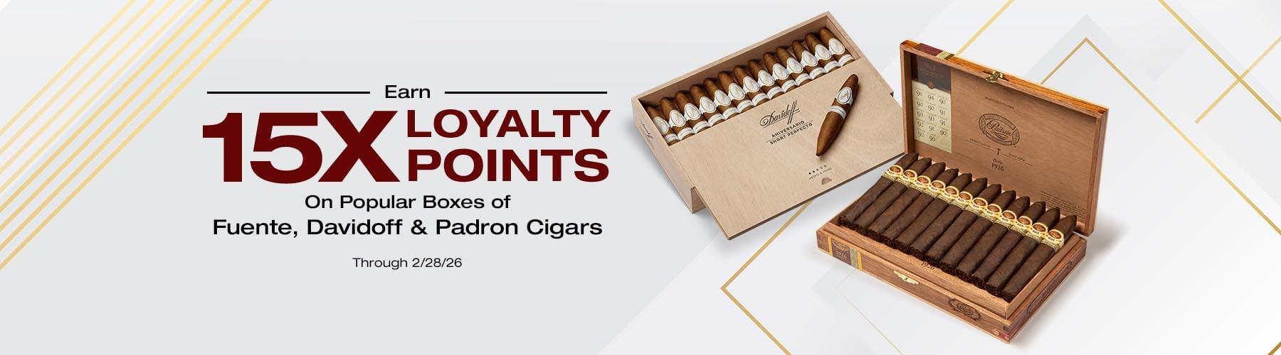 Fuente, Davidoff, Padron 15X Loyalty Points