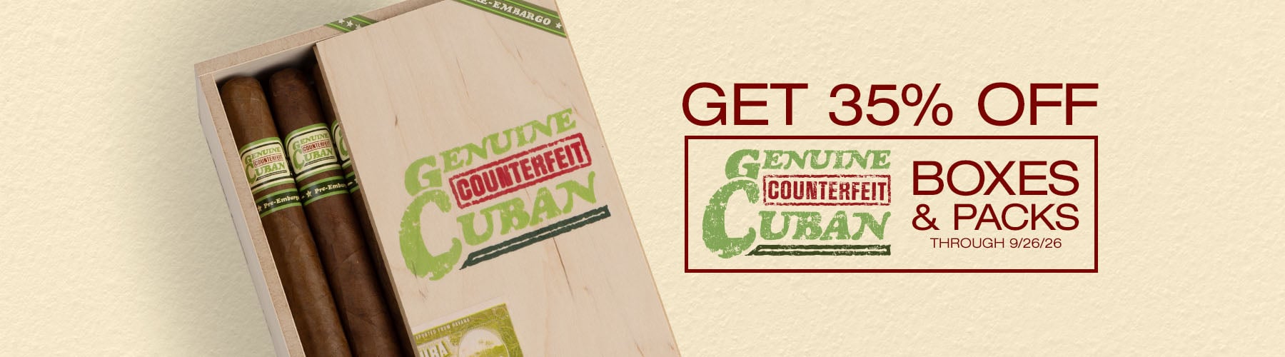 Genuine Counterfeit Cuban boxes & packs 35% off