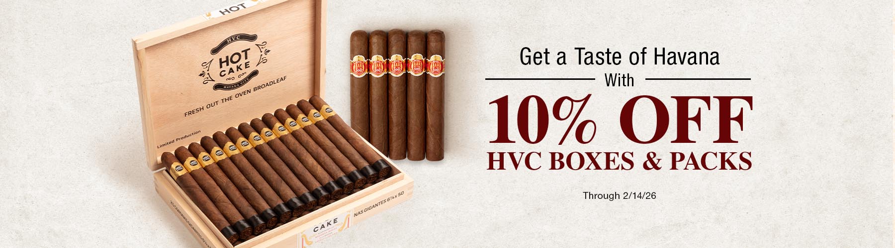 HVC boxes & packs 10% off