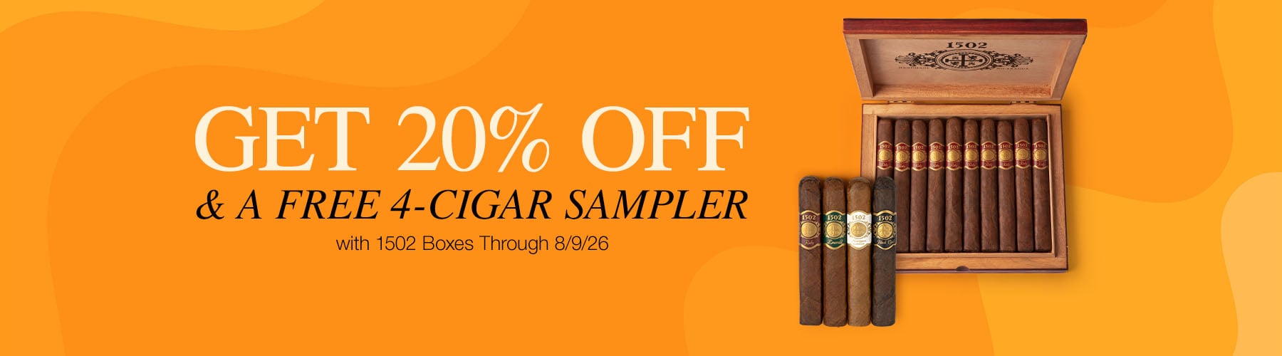 20% off 1502 boxes + Free 4 Cigar Sampler