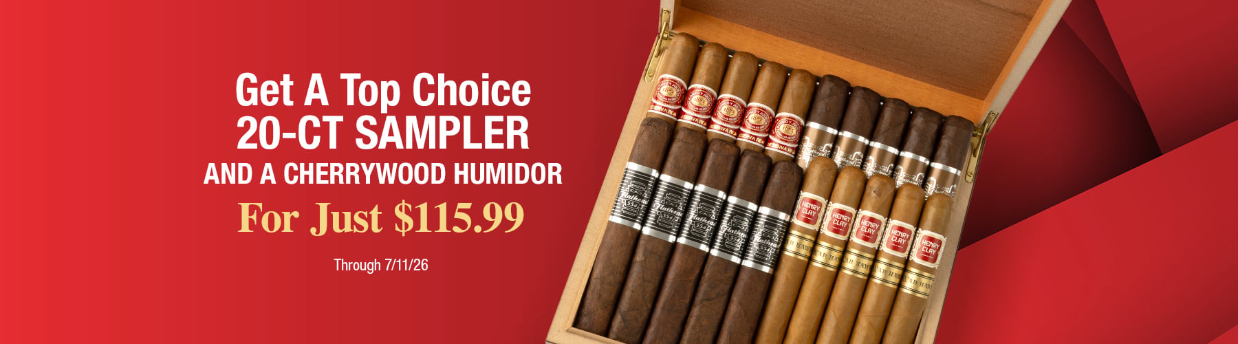 Top Choice 20CT Sampler + Humidor - $115.99