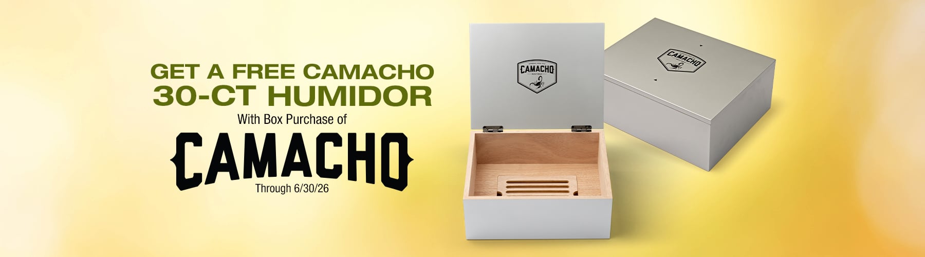 Buy a Box of Camacho Receive a Free Camacho 30ct Humidor