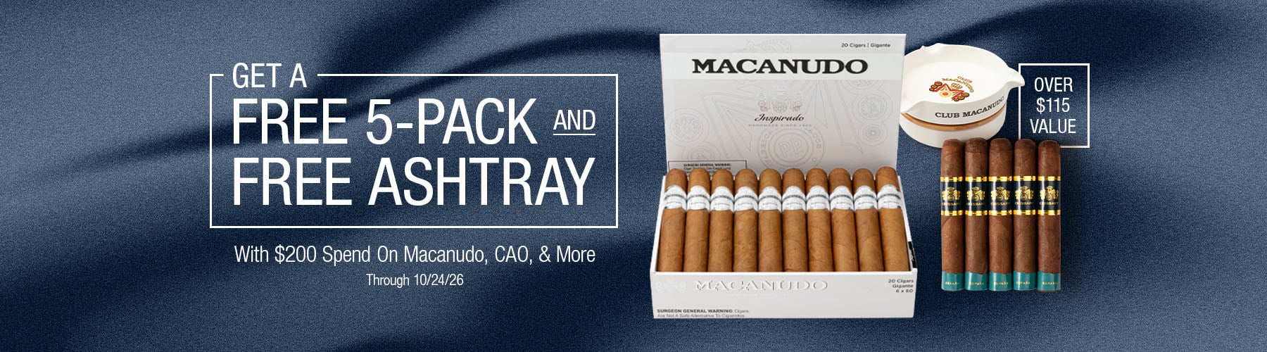Spend $200 on GCC - receive a free 5-pack + ashtray