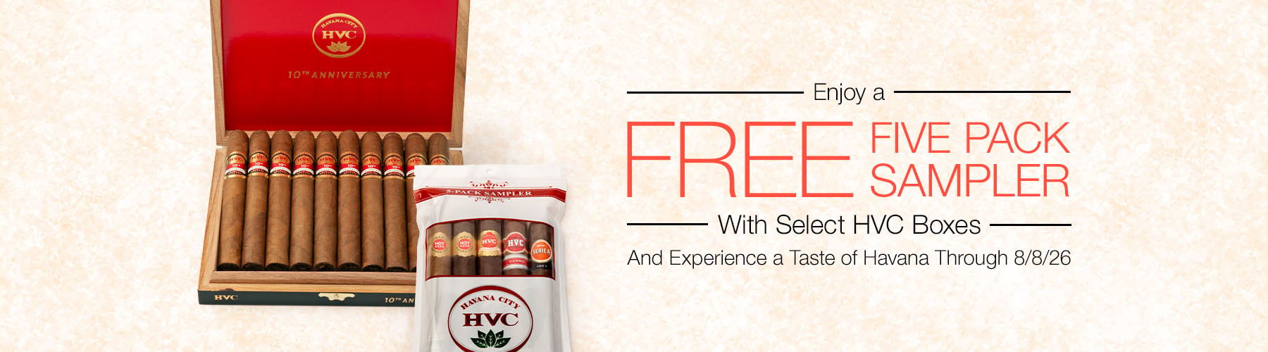 HVC Cigars - Buy a box, receive a free 5-pack