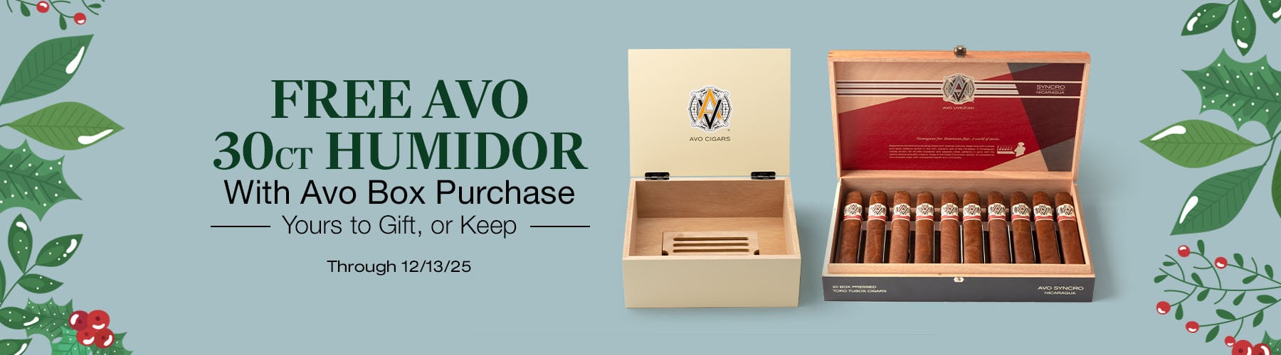 Buy Box of AVO receive a Free 30ct AVO Humidor