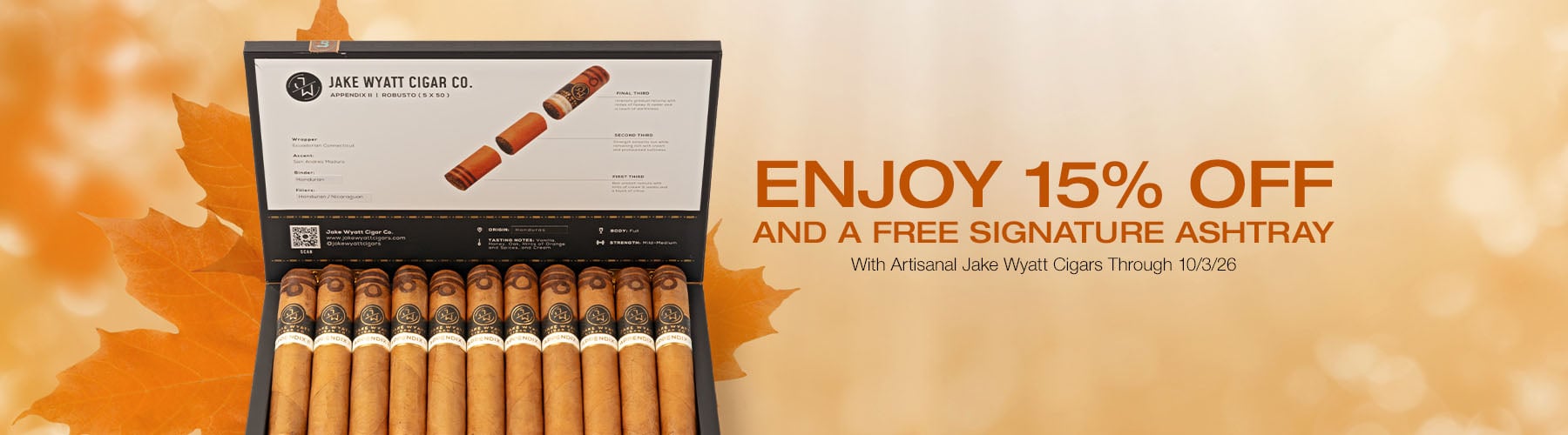 Jake Wyatt 15% off - Free Ashtray