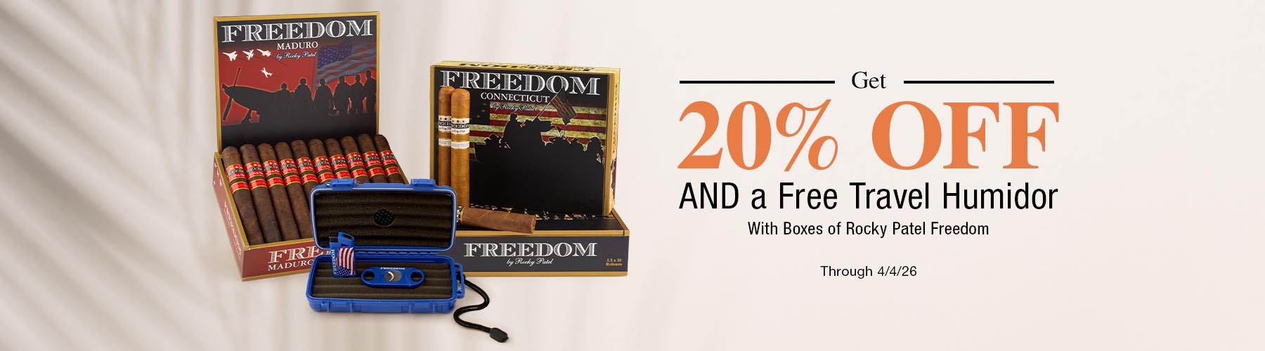 20% off Freedom + Free Travel Humidor