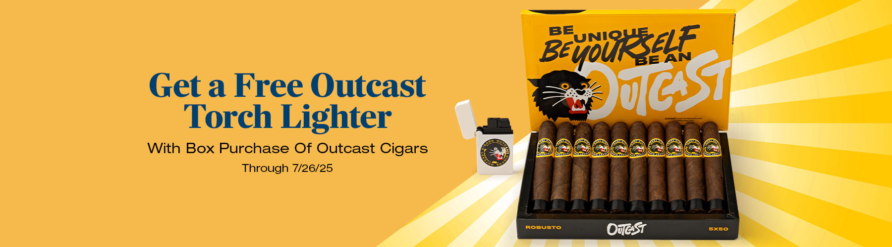 Buy a box of Outcast receive a free branded torch lighter