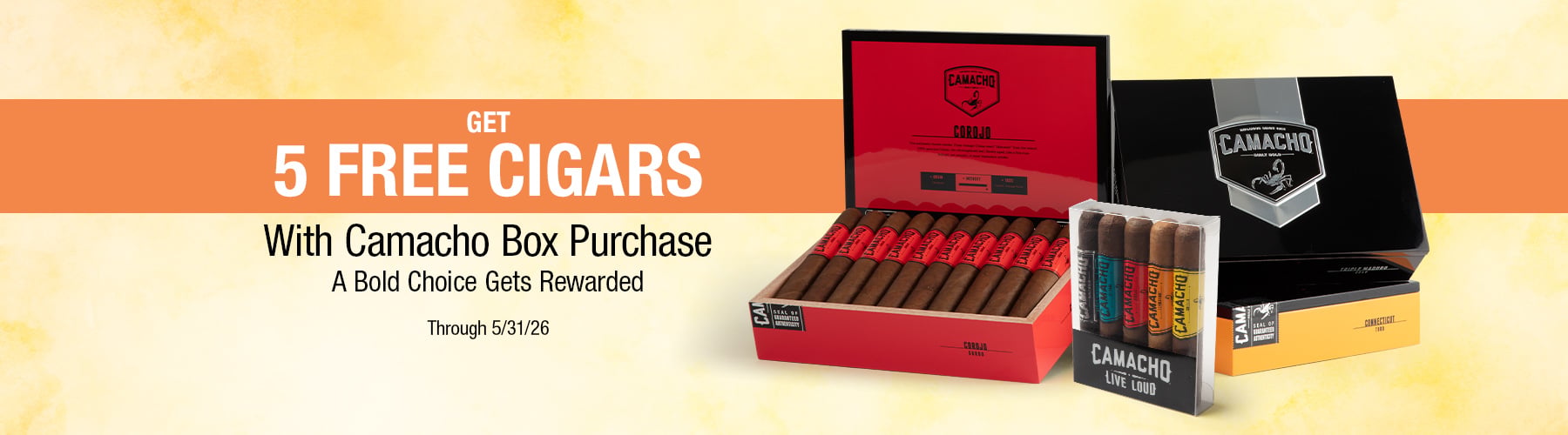 Buy a Box of Camacho Receive 5 free cigars