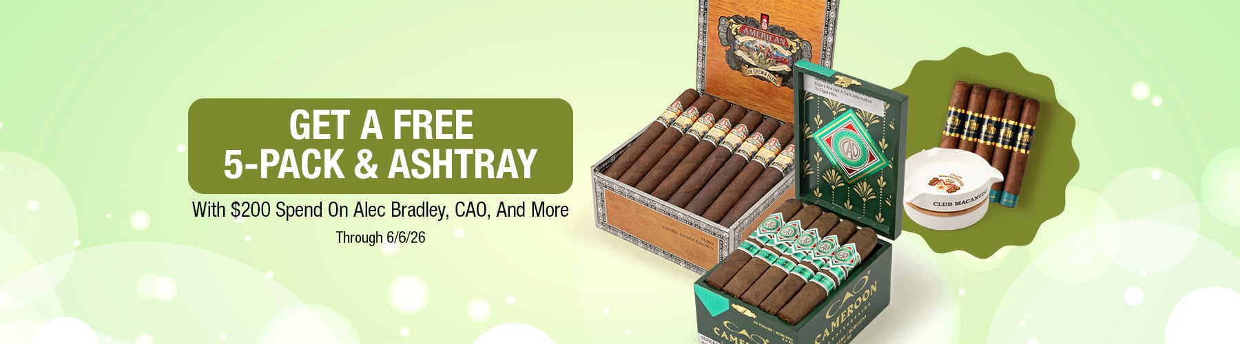 Spend $200 on GCC - receive a free 5-pack + ashtray