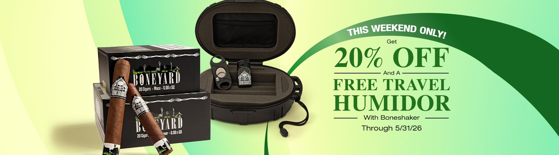 Boneshaker - 20% off + free travel humidor