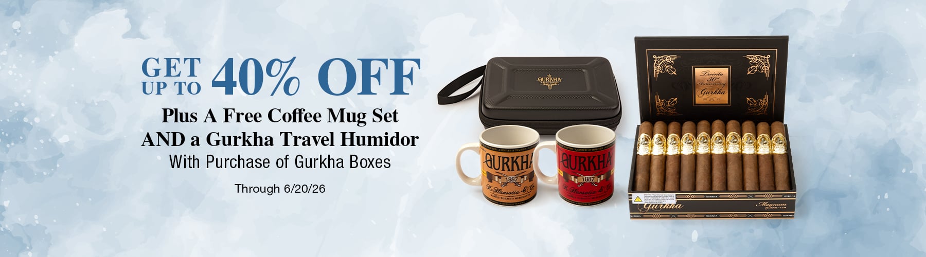 Gurkha Up to 40% off + free Mug set + Free Travel Case