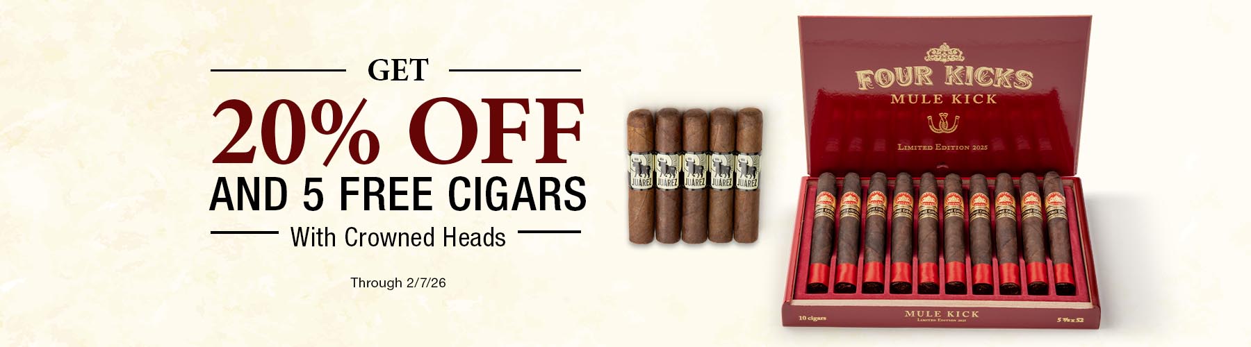 Crowned Heads 20% off + 5 free cigars