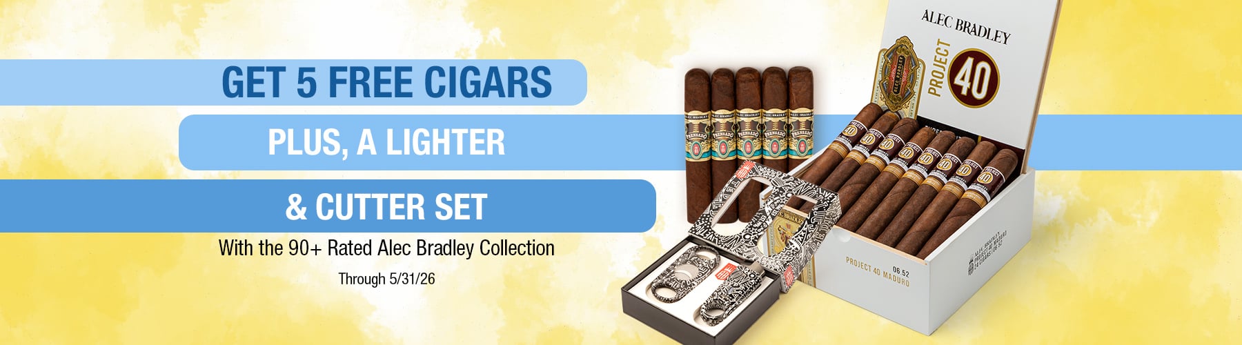 Buy a box of Alec Bradley receive 5 free cigars + lighter & cutter set