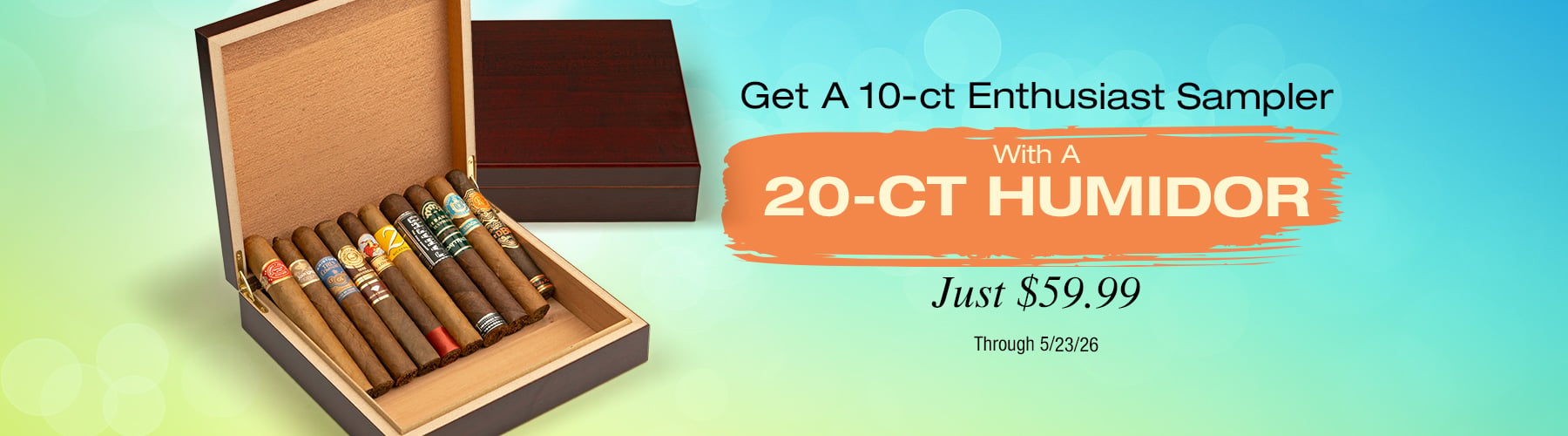 10CT Enthusiast Sampler with 20CT Humidor $59.99