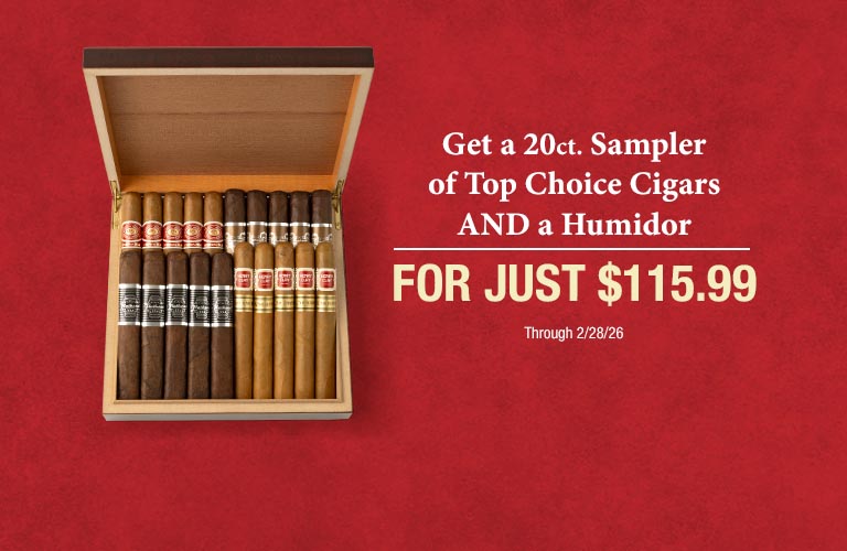 20ct Sampler + Humidor Only $115.99